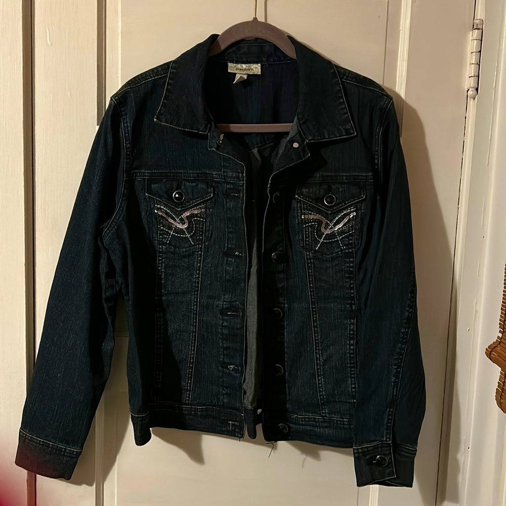 Denim Jacket with sequins and black stoned buttons